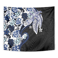 Monstera Plumeria Flowers Blue Tapestry Polynesian Pattern LT01 - Polynesian Pride