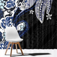 Monstera Plumeria Flowers Blue Window Curtain Polynesian Pattern LT01 - Polynesian Pride