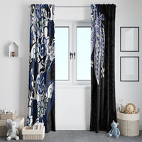 Monstera Plumeria Flowers Blue Window Curtain Polynesian Pattern LT01 - Polynesian Pride