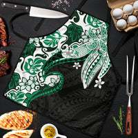 Monstera Plumeria Flowers Green Apron Polynesian Pattern LT01 Green - Polynesian Pride