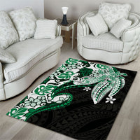 Monstera Plumeria Flowers Green Area Rug Polynesian Pattern LT01 - Polynesian Pride
