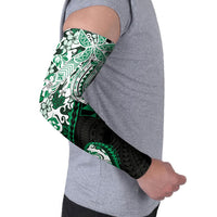 Monstera Plumeria Flowers Green Arm Sleeves Polynesian Pattern LT01 - Polynesian Pride