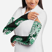 Monstera Plumeria Flowers Green Arm Sleeves Polynesian Pattern LT01 - Polynesian Pride