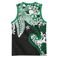 Monstera Plumeria Flowers Green Basketball Jersey Polynesian Pattern LT01 - Polynesian Pride