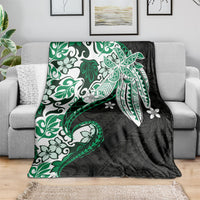 Monstera Plumeria Flowers Green Blanket Polynesian Pattern LT01 - Polynesian Pride