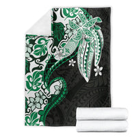 Monstera Plumeria Flowers Green Blanket Polynesian Pattern LT01 - Polynesian Pride