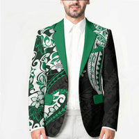 Monstera Plumeria Flowers Green Blazer Polynesian Pattern LT01 - Polynesian Pride