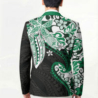 Monstera Plumeria Flowers Green Blazer Polynesian Pattern LT01 - Polynesian Pride