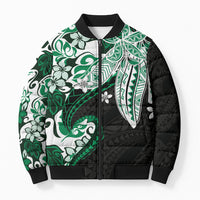 Monstera Plumeria Flowers Green Bomber Puffer Jacket Polynesian Pattern LT01 Unisex Green - Polynesian Pride