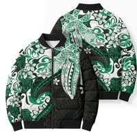 Monstera Plumeria Flowers Green Bomber Puffer Jacket Polynesian Pattern LT01 - Polynesian Pride