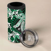 Monstera Plumeria Flowers Green 4 in 1 Can Cooler Tumbler Polynesian Pattern LT01 - Polynesian Pride