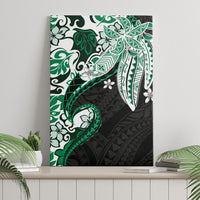 Monstera Plumeria Flowers Green Canvas Wall Art Polynesian Pattern LT01 - Polynesian Pride