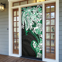 Monstera Plumeria Flowers Green Door Cover Polynesian Pattern LT01 - Polynesian Pride
