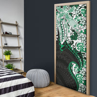 Monstera Plumeria Flowers Green Door Cover Polynesian Pattern LT01 - Polynesian Pride