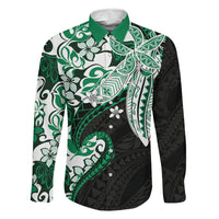 Monstera Plumeria Flowers Green Family Matching Short Sleeve Bodycon Dress and Hawaiian Shirt Polynesian Pattern