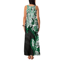 Monstera Plumeria Flowers Green Family Matching Tank Maxi Dress and Hawaiian Shirt Polynesian Pattern