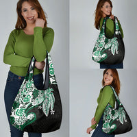 Monstera Plumeria Flowers Green Grocery Bag Polynesian Pattern LT01 - Polynesian Pride