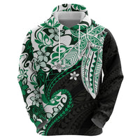 Monstera Plumeria Flowers Green Hoodie Polynesian Pattern LT01 - Polynesian Pride