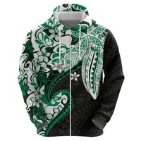 Monstera Plumeria Flowers Green Hoodie Polynesian Pattern LT01 - Polynesian Pride