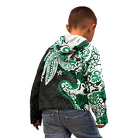 Monstera Plumeria Flowers Green Kid Hoodie Polynesian Pattern LT01 - Polynesian Pride