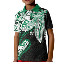 Monstera Plumeria Flowers Green Kid Polo Shirt Polynesian Pattern LT01 Kid Green - Polynesian Pride