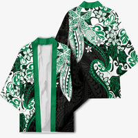 Monstera Plumeria Flowers Green Kimono Polynesian Pattern LT01 - Polynesian Pride