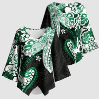 Monstera Plumeria Flowers Green Kimono Sleeve Blouse Polynesian Pattern LT01 - Polynesian Pride