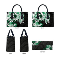 Monstera Plumeria Flowers Green Leather Bag Polynesian Pattern LT01 - Polynesian Pride