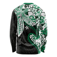 Monstera Plumeria Flowers Green Long Sleeve Shirt Polynesian Pattern LT01 - Polynesian Pride