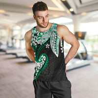 Monstera Plumeria Flowers Green Men Tank Top Polynesian Pattern LT01 Green - Polynesian Pride
