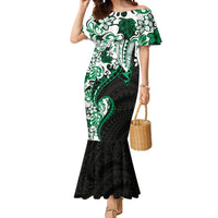 Monstera Plumeria Flowers Green Mermaid Dress Polynesian Pattern LT01 Women Green - Polynesian Pride