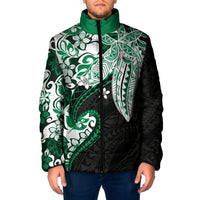 Monstera Plumeria Flowers Green Padded Jacket Polynesian Pattern LT01 Men Green - Polynesian Pride