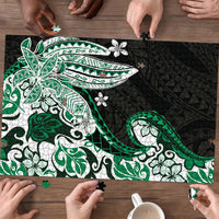 Monstera Plumeria Flowers Green Puzzle Polynesian Pattern LT01 - Polynesian Pride