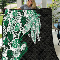 Monstera Plumeria Flowers Green Quilt Polynesian Pattern LT01 Green - Polynesian Pride
