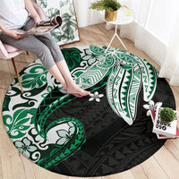 Monstera Plumeria Flowers Green Round Carpet Polynesian Pattern LT01 - Polynesian Pride
