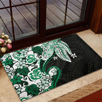 Monstera Plumeria Flowers Green Rubber Doormat Polynesian Pattern LT01 - Polynesian Pride