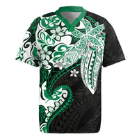 Monstera Plumeria Flowers Green Rugby Jersey Polynesian Pattern LT01 Green - Polynesian Pride