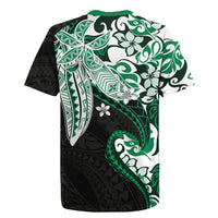 Monstera Plumeria Flowers Green Rugby Jersey Polynesian Pattern LT01 - Polynesian Pride