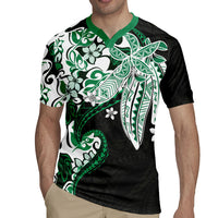 Monstera Plumeria Flowers Green Rugby Jersey Polynesian Pattern LT01 - Polynesian Pride