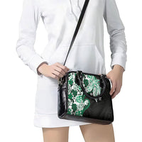 Monstera Plumeria Flowers Green Shoulder Handbag Polynesian Pattern LT01 - Polynesian Pride
