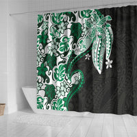 Monstera Plumeria Flowers Green Shower Curtain Polynesian Pattern LT01 - Polynesian Pride