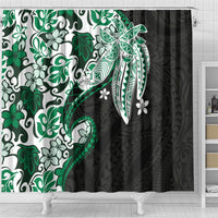 Monstera Plumeria Flowers Green Shower Curtain Polynesian Pattern LT01 - Polynesian Pride