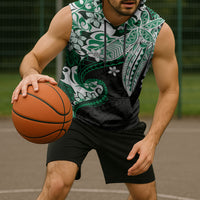 Monstera Plumeria Flowers Green Sleeveless Hoodie Polynesian Pattern LT01 - Polynesian Pride