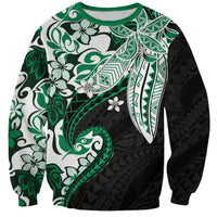Monstera Plumeria Flowers Green Sweatshirt Polynesian Pattern LT01 Unisex Green - Polynesian Pride