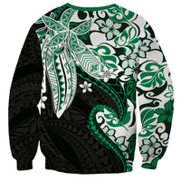 Monstera Plumeria Flowers Green Sweatshirt Polynesian Pattern LT01 - Polynesian Pride