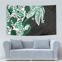 Monstera Plumeria Flowers Green Tapestry Polynesian Pattern LT01 - Polynesian Pride