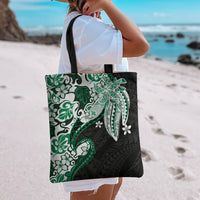Monstera Plumeria Flowers Green Tote Bag Polynesian Pattern LT01 - Polynesian Pride