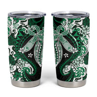 Monstera Plumeria Flowers Green Tumbler Cup Polynesian Pattern LT01 Green - Polynesian Pride