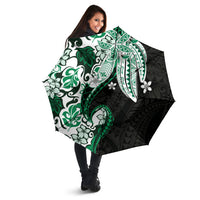 Monstera Plumeria Flowers Green Umbrella Polynesian Pattern LT01 - Polynesian Pride