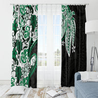 Monstera Plumeria Flowers Green Window Curtain Polynesian Pattern LT01 - Polynesian Pride